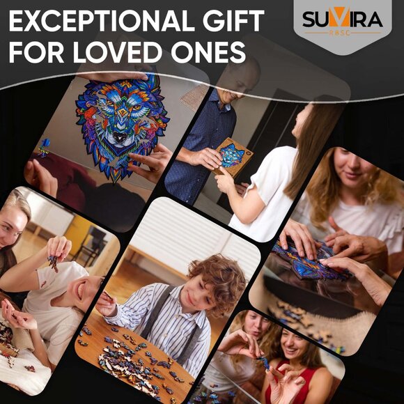 Suvira Animal Wooden Puzzle - Engaging, Educational, and Eco-Friendly Ware wolf - Picture 5 of 9